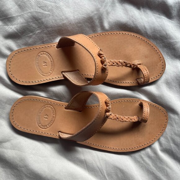 Handmade Greek Toe Ring Strap Sandals - Tan - Size 41 - Picture 2 of 4